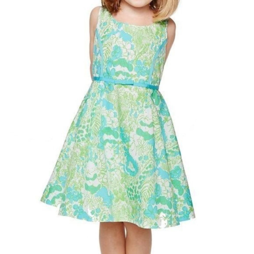 Lilly Pulitzer Girls Mini Gosling Dress Limeade It's a Zoo Size 7 NWT